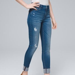 Mid-Rise Destructed Skinny Ankle Jeans size 10